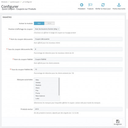 Système de réduction par coupon